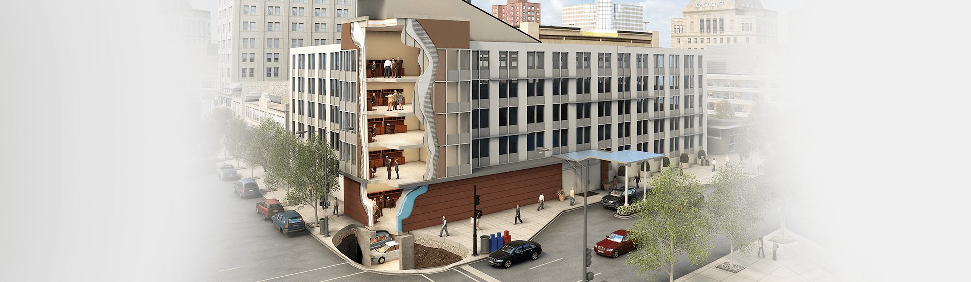 Image of building for commercial interactive desktop